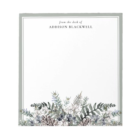 Boho Botanischer Winter Name Template Notepad Notizblock (Vorderseite)