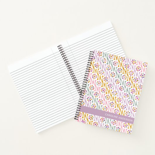 Boho Botanischer Zeichn in Pastellen Personalisier Notizblock (Innenseite)