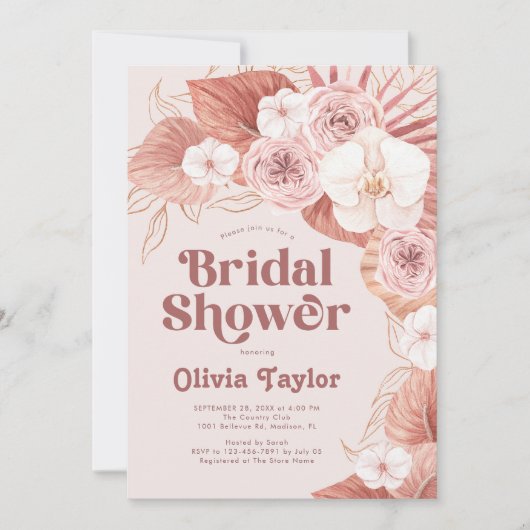 Boho Botanisches Brautparty Einladung (Vorderseite)