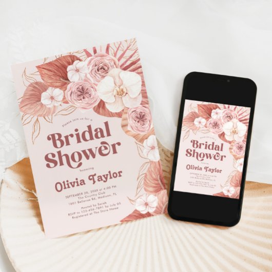 Boho Botanisches Brautparty Einladung