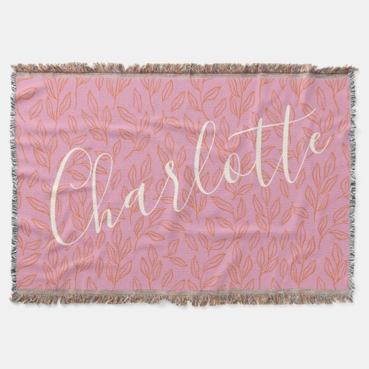 Boho Botanisches Leaf Muster in rosa Personalisier Decke (Vorderseite)