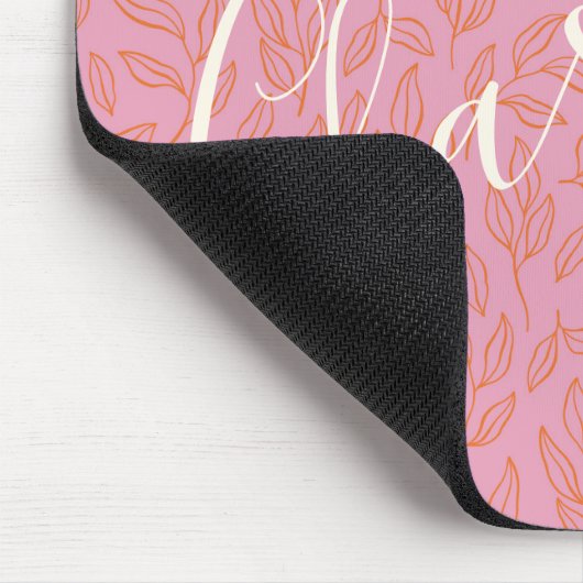 Boho Botanisches Leaf Muster in rosa Personalisier Mousepad (Ecke)