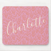 Boho Botanisches Leaf Muster in rosa Personalisier Mousepad (Vorne)