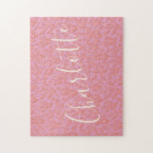 Boho Botanisches Leaf Muster in rosa Personalisier Puzzle (Vertikal)