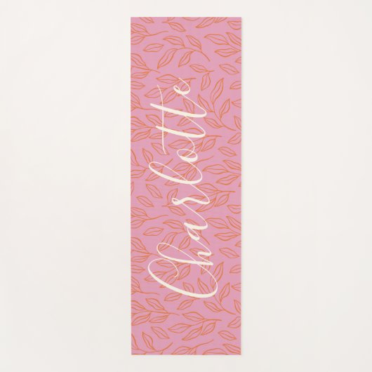 Boho Botanisches Leaf Muster in rosa Personalisier Yogamatte (Vorderseite)