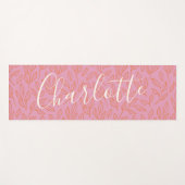 Boho Botanisches Leaf Muster in rosa Personalisier Yogamatte (Vorderseite (Horizontal))
