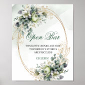Boho-Botanisches-Open-Bar-Schild Dusty Green 8x10 Poster (Vorne)