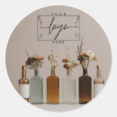 Boho Bottles | Blumen | ästhetisch Runder Aufkleber (Vorderseite)