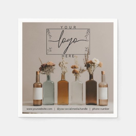 Boho Bottles | Blumen | Ästhetischer Cocktail Serviette (Vorderseite)