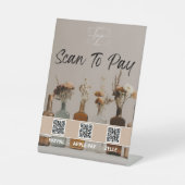 Boho Bottles | Blumen | QR-Code | Zahlungszeichen Sockelschild (Vorderseite)