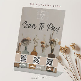 Boho Bottles | Blumen | QR-Code | Zahlungszeichen Sockelschild