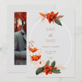 Boho Bouquet mit Feuerkuchen Save the Date (Vorne/Hinten)