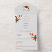 Boho Bouquet mit feurigen Blume All In One Einladung (Innen Boden)