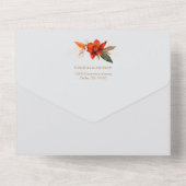 Boho Bouquet mit feurigen Blume All In One Einladung (Rückseite)