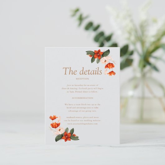 Boho Bouquet mit feurigen Blume Begleitkarte (Stehend Vorderseite)