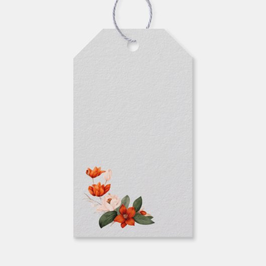 Boho Bouquet mit feurigen Blume Geschenkanhänger (Rückseite)