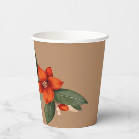 Boho Bouquet mit feurigen Blume Pappbecher (Rückseite)