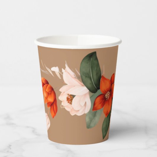 Boho Bouquet mit feurigen Blume Pappbecher (Links)