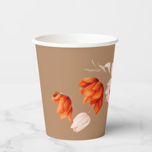 Boho Bouquet mit feurigen Blume Pappbecher (Vorderseite)