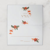 Boho Bouquet mit feurigen Blume Platzkarte (Außenseite Aufgefaltet)