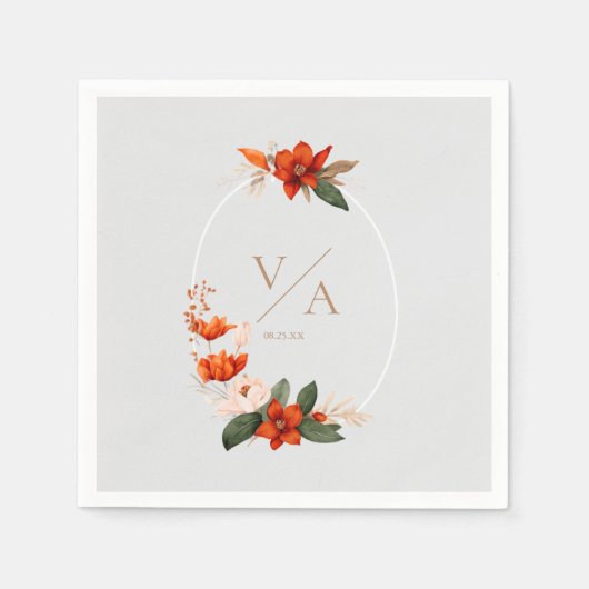 Boho Bouquet mit feurigen Blume Serviette (Vorderseite)