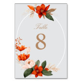 Boho Bouquet mit feurigen Blume Tischnummer (Vorderseite)
