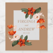 Boho Bouquet mit feurigen Blume Weinetikett (Einzelnes Label)