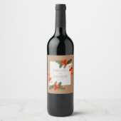 Boho Bouquet mit feurigen Blume Weinetikett (Vorderseite)