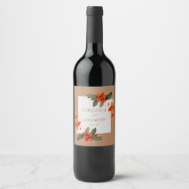 Boho Bouquet mit feurigen Blume Weinetikett