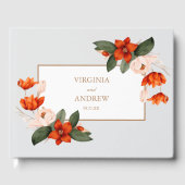 Boho Bouquet mit feurigen Blume Weiße Blume Gästebuch (Vorderseite)