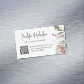 Boho Bouquet mit moderner Schrift und QR-Code Magnetische Visitenkarte (Beispiel)