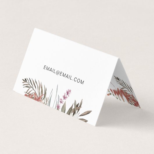 Boho Bouquet mit moderner Schrift und QR-Code Visitenkarten (Rückseite)