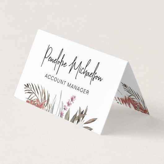 Boho Bouquet mit moderner Schrift und QR-Code Visitenkarten (Vorderseite)