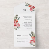 Boho Bouquet mit Rose Hochzeit All In One Einladung (Innen Boden)