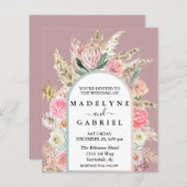 Boho Bouquet Pampas Grass Arch Einladung (Vorne/Hinten)