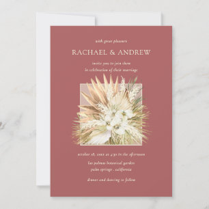Boho Bouquet Wedding Pampas Grass Drives Blume Einladung