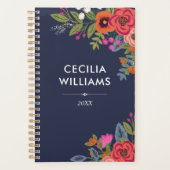 Boho Bouquets - Navy Blue & Coral - Name Planer (Vorderseite)