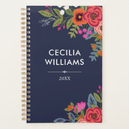 Boho Bouquets - Navy Blue & Coral - Name Planer