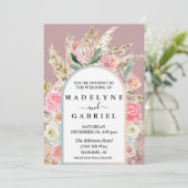 Boho Bouquets Pampas Grass Arch Frame Einladung (Stehend Vorderseite)