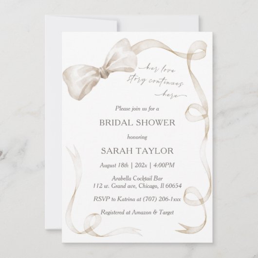 Boho Bow Bridal Dusche Einladung Vorlage (Vorderseite)