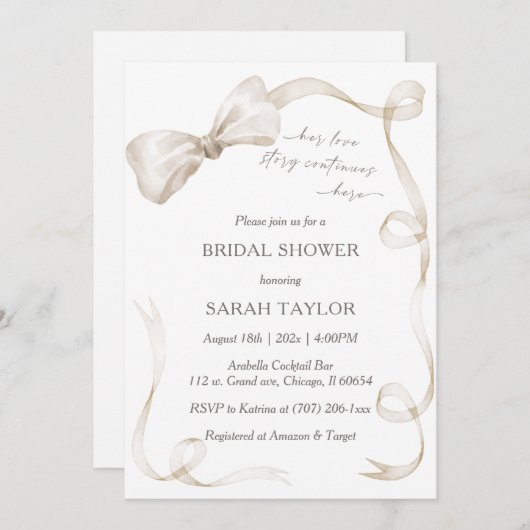 Boho Bow Bridal Dusche Einladung Vorlage (Vorne/Hinten)