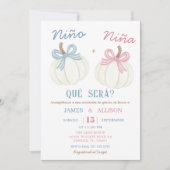 Boho Bow Pumpkin Spanish Gender Reveal Einladung (Vorderseite)