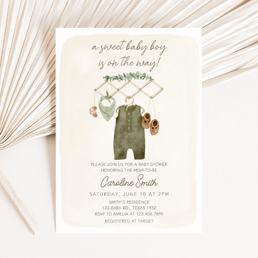 Boho Boy Baby Clothes Baby Shower Einladung