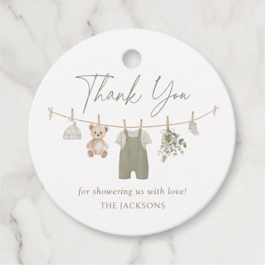 Boho Boy Baby Clothes Kinderdusche Geschenkanhänger (Vorderseite)