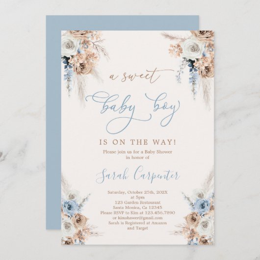 Boho Boy Baby Shower Einladung (Vorne/Hinten)