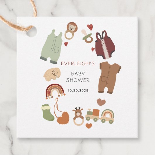 Boho Boy Baby Showmarke Geschenkanhänger (Vorderseite)