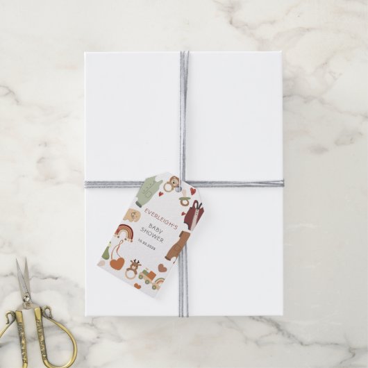 Boho Boy Baby Showmarke Geschenkanhänger (Mit Garn)