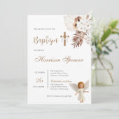 Boho Boy Baptism Invitation  Einladung (Stehend Vorderseite)