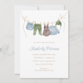 Boho Boy Clothes Line Babydusche Einladung (Vorderseite)