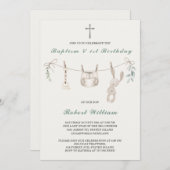 Boho Boy Erster Geburtstag und Taufe Einladung (Vorne/Hinten)